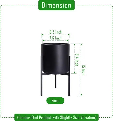 Vista 2 de Macetero moderno con soporte de metal de 8, 10, 12 y 14 pulgadas, para plantas