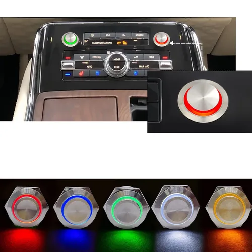 Vista 7 de Interruptor de botón de 0.866 in con cierre redondo alto impermeable IP67 de acero inoxidable 304 con luz LED de 110 V 120 V CA para 7/8 pulgadas