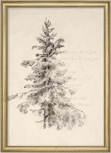 Vista 284 de MUDECOR Lienzo enmarcado prémium para pared, pinos nevados en bosque de invierno, ilustraciones modernas, arte contemporáneo, escénico, divertido