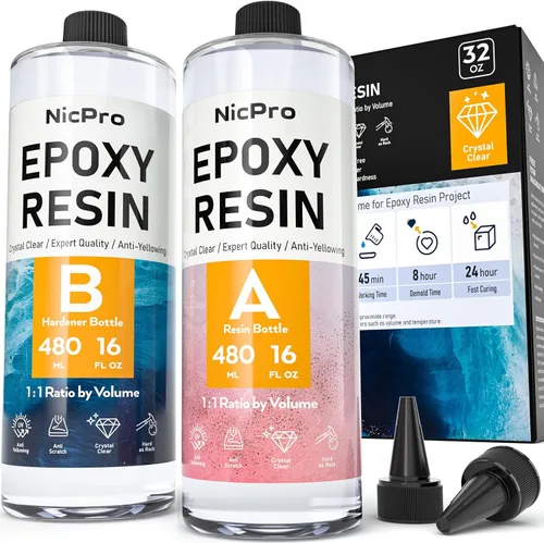 Vista 9 de Nicpro Kit de resina epoxi transparente de 1 galón, sin amarillamiento y sin burbujas, resina segura para alimentos para revestimiento y fundición