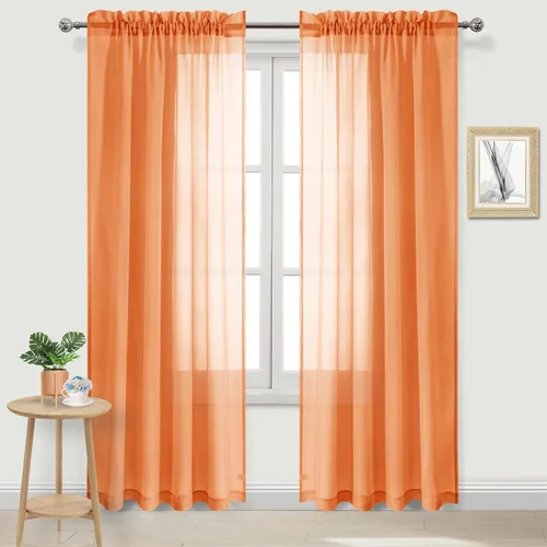 Vista 163 de DWCN Cortinas Transparentes Aqua de Voile Semitransparente con Bolsillo para Barra para Dormitorio y Sala de Estar, 36 x 36 pulgadas de Largo, Juego