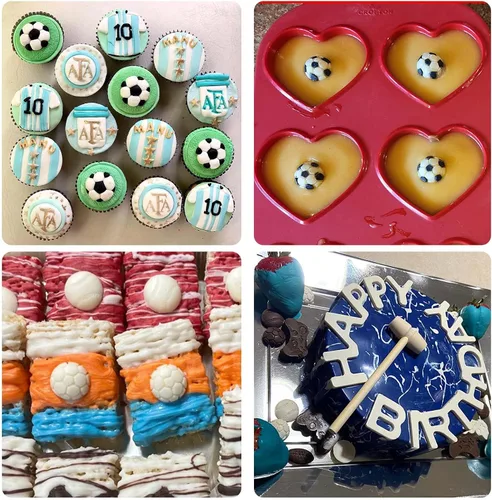 Vista 6 de Moldes de silicona para fondant de fútbol, 4 paquetes, para zapatillas de fútbol, moldes de chocolate para decoración de pasteles de cumpleaños