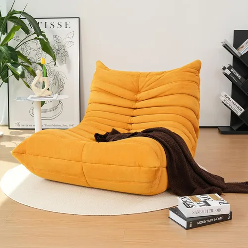 Vista 16 de Puf Togo sin comprimir de alta gama para adultos, sofá de espuma viscoelástica con tela suave, cómodo sillón de sala junto a la chimenea para sala