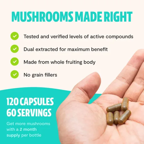 Vista 8 de FreshCap Mushrooms Paquete energético (cápsulas Cordyceps y cápsulas de complejo de hongos definitivos)