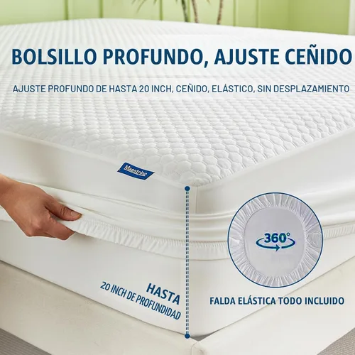 Vista 6 de Protector de colchón impermeable Tencel de lujo tamaño individual con bolsillo profundo, almohadilla refrescante de alta calidad, hipoalergénica
