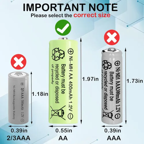 Vista 2 de Doble A 1.2 voltios 400 mAh NiMH recargables AA pre-cargadas baterías solares para luces decorativas al aire libre, luz de asta de bandera, mouse