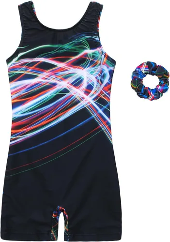 Vista 21 de JESKIDS Leotardos para Niñas de Gimnasia con Shorts de Danza Biketards Acrobacia Coletero a Juego para el Cabello 3~15 Años
