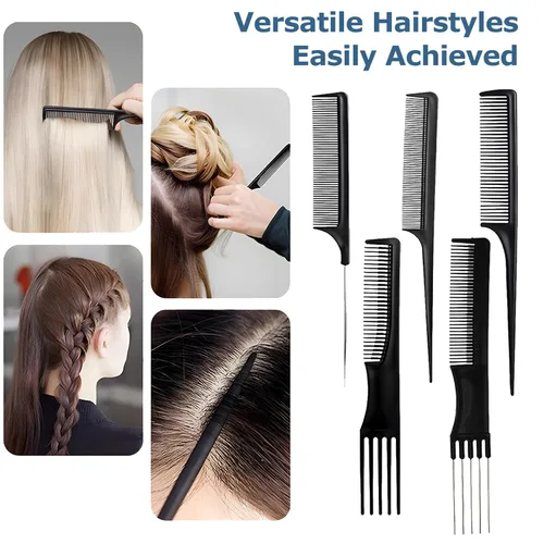 Vista 5 de Juego de 10 peines de peinado profesional, paquete variado para todo tipo de cabello y estilos