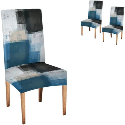 Vista 173 de TOMWISH Juego de 2 fundas para sillas de comedor, color turquesa y gris, fundas elásticas para sillas Parsons, de elastano, lavables, protectores