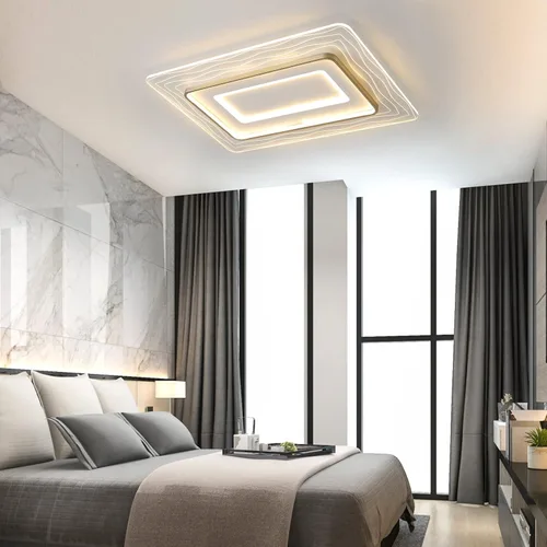Vista 7 de Lámpara de techo empotrada moderna de 72 W LED regulable lámpara de techo rectangular con control remoto cerca de la lámpara de techo