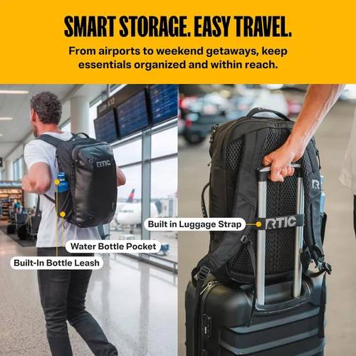 Vista 4 de RTIC Road Trip Travel Pack Mochila Bolsa para Hombre y Mujer, Negro