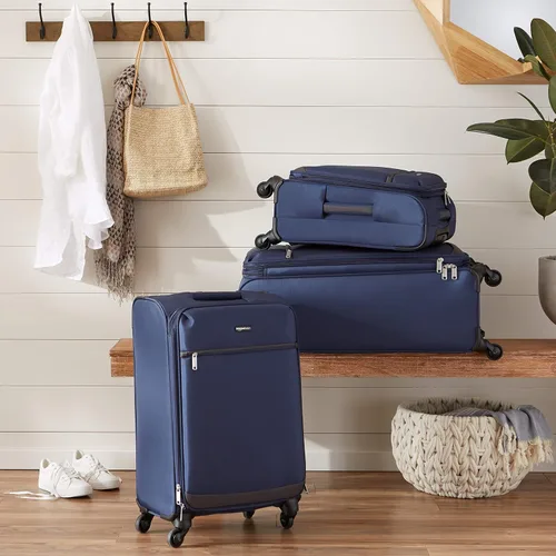 Vista 9 de Tienda Basics Maleta de equipaje giratoria de mano Softside con ruedas, Azul marino, 30 pulgadas