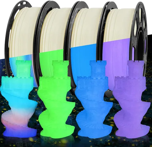 Vista 14 de MIKA3D Paquete de 6 carretes de 2 hilos de seda para impresora 3D de ácido poliláctico (PLA), cambio de color negro sedoso a
