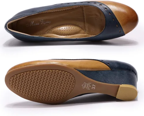 Vista 4 de Mona flying - Tacones de punta de estilo formal para la oficina, de piel auténtica y tacones de altura mediana para mujeres