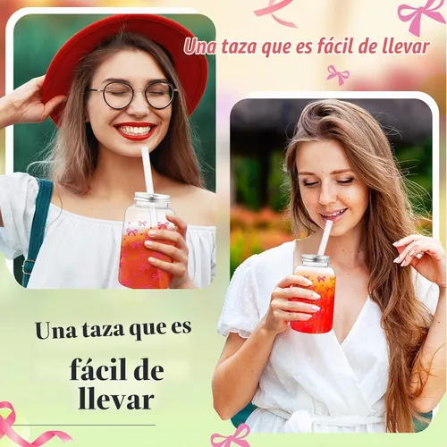 Vista 5 de Juego de 20 tazas de lazo rosa de 16 onzas, vasos de plástico