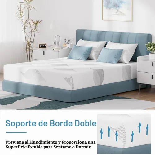 Vista 5 de Colchón Queen de 10 pulgadas, de espuma viscoelástica de gel refrescante, con funda extraíble y lavable, colchón Queen en una caja, firmeza media