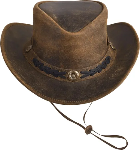 Vista 2 de Sombrero de vaquero de cuero para hombres y mujeres, duradero, hecho a mano, ligero, moldeable, sombreros occidentales para hombres
