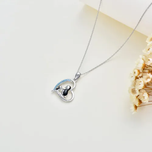 Vista 5 de Flpruy Sterling Silver Mother Child Jewelry Gifts for Mom from Daughter Son DinosaurPenguinMama BearFoxOwl Pendant Necklace I Love You Forever