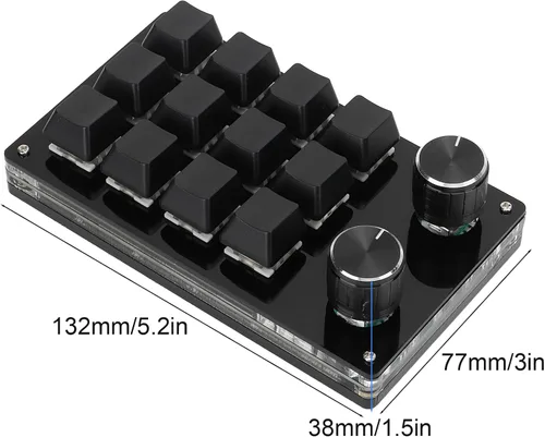 Vista 7 de Teclado mecánico programable para juegos con una sola mano, 12 teclas multifuncionales con enchufe de perilla y teclado de mano
