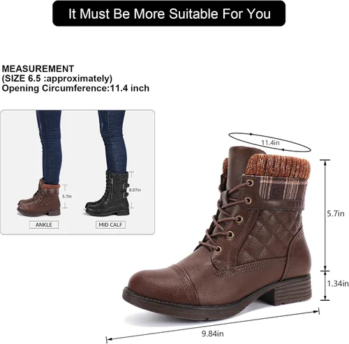 Vista 47 de STQ Botas de combate con cordones para mujer