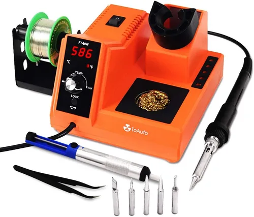 Vista 9 de TOAUTO DS90 - Kit de estación de soldadura con pantalla digital dual °F y °C, soldador de 90 W, temperatura de 302 ℉ a 842 ℉, diseño antiestático