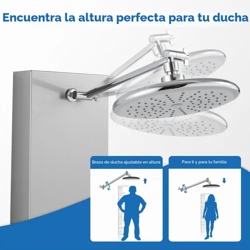 Vista 2 de ROVOGO Sistema de torre de panel de ducha con cabezal de ducha ajustable Cepillado - Brazo de ducha ajustable