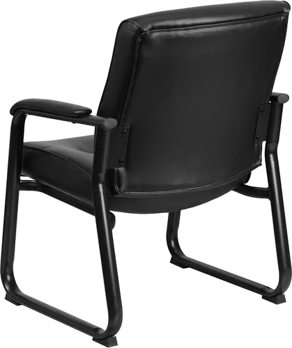Vista 5 de Flash Furniture HERCULES Series Big & Tall - Silla de recepción lateral ejecutiva LeatherSoft negra de 500 libras con base de trineo
