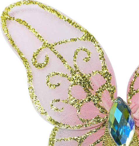 Vista 3 de DJDLPARTY Conjunto de disfraz de hadas para niñas con alas de mariposa y diadema de halo