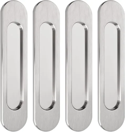 Vista 17 de MOROBOR Tiradores de puerta corredera ovalados autoadhesivos de 7.087 in, 2 manijas de aleación de aluminio sin perforaciones para puertas Bronce