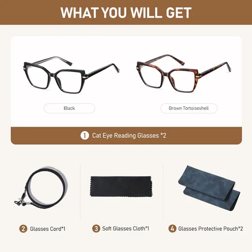 Vista 7 de LKEYE Gafas de lectura cuadradas para mujer, diseño de ojo de gato, bloqueo de luz azul, lk6095