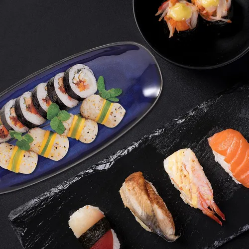 Vista 7 de Cabilock Platos de cerámica para sushi, platos de cerámica para sushi, estilo japonés, ovalados, platos de porcelana para servir charcutería