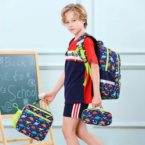 Vista 8 de Fimibuke - Mochila escolar impermeable para niñas y niños, 3 unidades Camiones de construcción A1.yellow