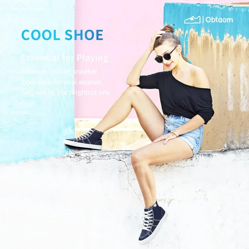 Vista 64 de Obtaom Zapatos de lona de alta calidad para mujer/hombre para jugar a media pantorrilla, zapatillas de deporte de moda casuales con cordones de alta