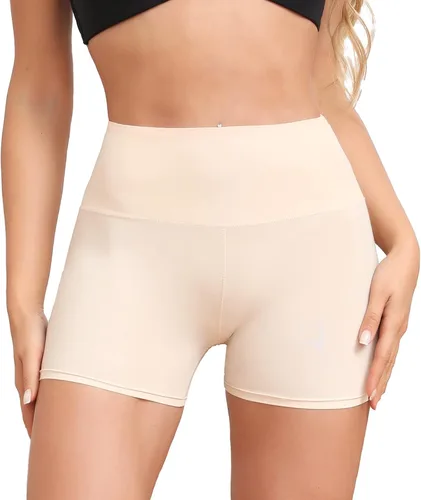 Vista 8 de JOYSHAPER Pantalones cortos para mujer, ropa interior antirozaduras, pantalones cortos para mujer 2 Pack-beige+beige (regular cinturaband)