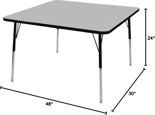 Vista 2 de Norwood Commercial Furniture - Mesa de actividades para el aula de altura ajustable para niños y adultos, mesa de actividades cuadrada
