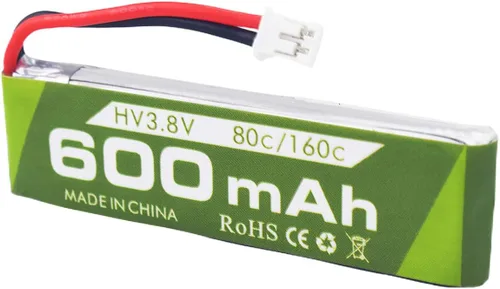 Vista 5 de 2 unidades 1S 3.8V 80C 600mAh batería de litio con conector JST-PH 2.0 enchufe y cable de carga USB para Cineahoop Tinyhawk Mini FPV Racing Drone RC