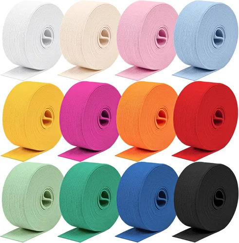 Vista 19 de Airisoer Banda elástica de 1/2 pulgada para costura, bandas elásticas de alta elasticidad de 12 yardas para cinturas, pantalones, ropa y Negro