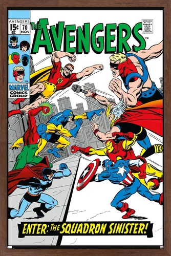 Vista 10 de Trends International Marvel Comics Avengers #70 - Póster de pared, 22.4 pulgadas de largo x 14.7 pulgadas, versión enmarcada en madera de granero