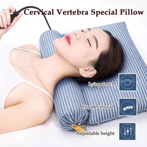 Vista 2 de Cervical Pillow, Ergonomic Side Sleeper Pillow in 20 Kinds Fillings, for Father's Day, Mother's Day, Valentine's Day, [a] Blue and White