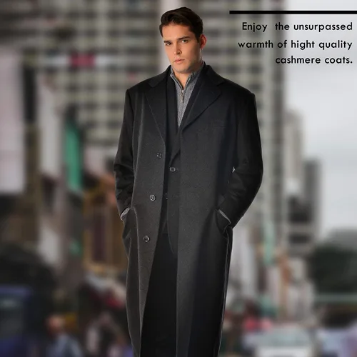Vista 7 de Cashmere Boutique Abrigo de longitud completa para hombre en cachemira 100% pura (color negro, carbón, azul marino 38404244464850)