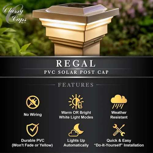 Vista 7 de Classy Caps Regal - Tapa solar para poste (bronceado, 4 x 4 pulgadas)
