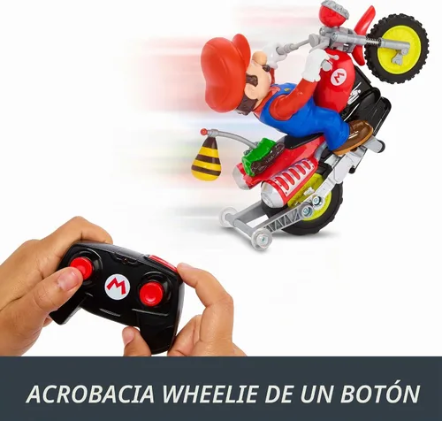 Vista 3 de Hot Wheels Mario Wheelie Motocross RC, vehículo a batería con control remoto