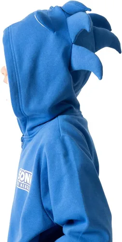 Vista 3 de Bioworld Sonic The Hedgehog Cosplay con orejas de espuma manga larga sudadera azul con capucha para niño