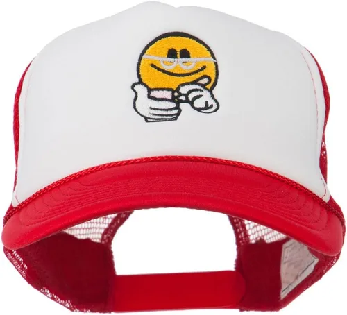 Vista 6 de e4Hats Scribe Smile Face - Gorra de malla de espuma bordada Negro blanco
