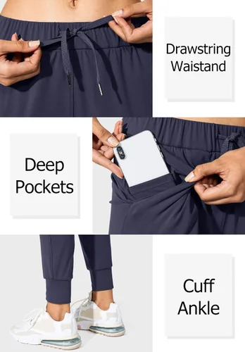Vista 3 de SANTINY - Pantalones deportivos para mujer, con bolsillos y cordón ajustable, para correr, descansar, entrenar y trotar