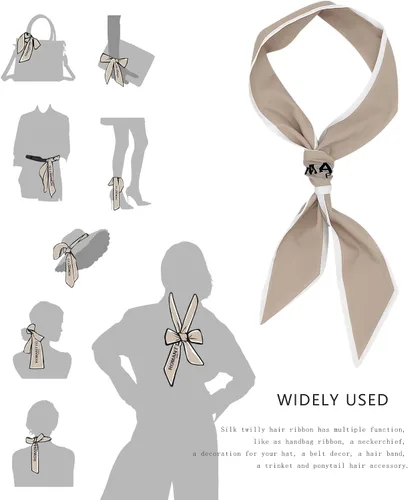 Vista 28 de Women's Designer Neckerchief Handbag Handle Ribbon Fashion Scarf Letter Printed Hair Tie