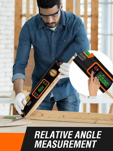 Vista 5 de Mecurate Nivel Digital de 15.7'' con Pantalla LCD, Nivel de Torpedo Digital Magnético de Ángulo 360°, Transportador de Burbuja de Nivel Vertical
