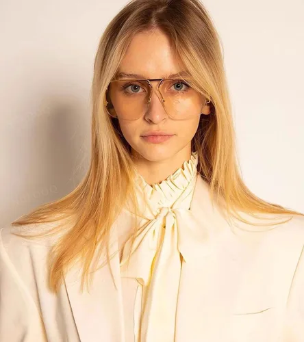 Vista 2 de NULOOQ Lentes de sol de aviador de moda para mujer, estilo retro de metal, sin marco, estilo de diseñador de lujo