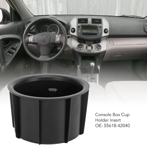 Vista 2 de 2 piezas de soporte para tazas de consola negra, repuesto para Rav4 2006-2012, material de goma duradero