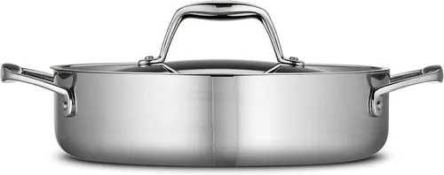 Vista 2 de Tramontina Signature - Cacerola de acero inoxidable con revestimiento tricapa de 3 cuartos con tapa, lista para inducción, apta para lavavajillas